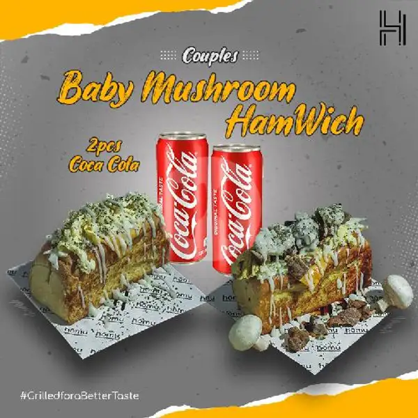 Baby Mushroom + HamWich + 2 Coca Cola | Homu Premium Sandwich