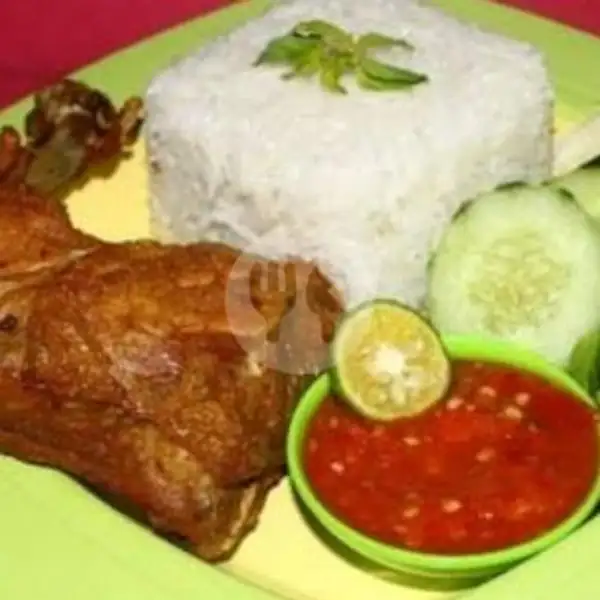 Paket Nasi Ayam Goreng Paha+Lalapan | Warung Lalapan Sambal Mentah