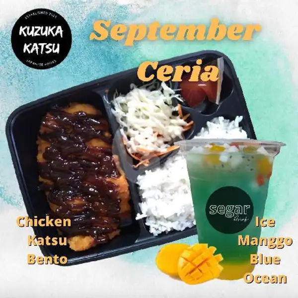 September Ceria C : 1 Chicken Katsu Bento + 1 Ice Manggo Blue Ocean | SEGAR DRINK
