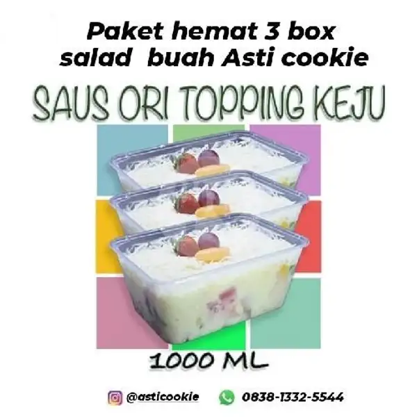 Paket Hemat 3 Box 1000ml Salad Buah Original Keju | Asticookie, Kerja Bakti