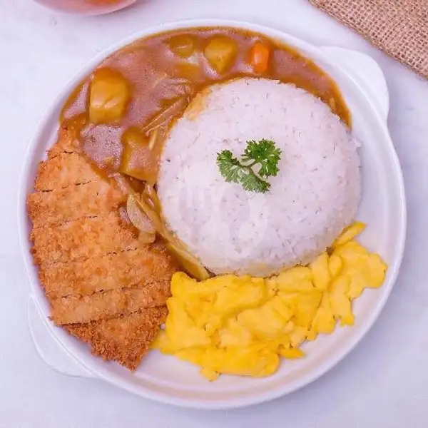 Rice Curry Chicken Katsu with Scramble Egg | Butter Sweety, Kota Karang Permai