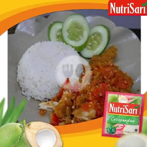 Paket Ayam geprek + Nasi+ Es Nutrisari Cocopandan | Warteg Kuning, Jagakarsa