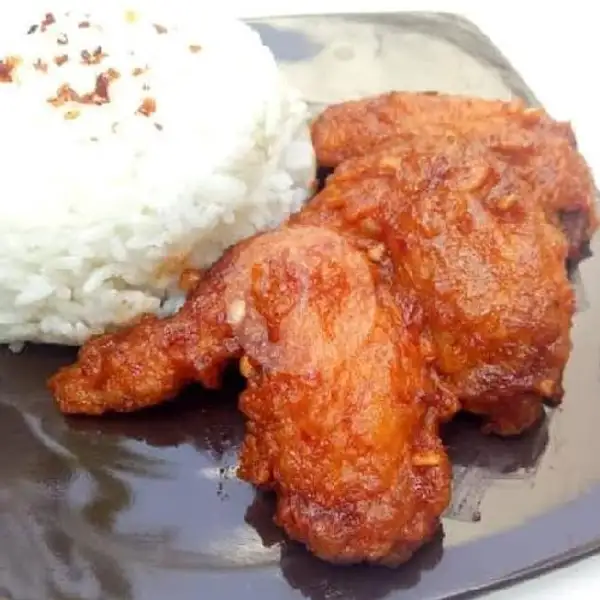 2pcs Hot Chicken Wing Saos Barbeque + Nasi + Es Lemon Tea | Hot Chicken Wing 