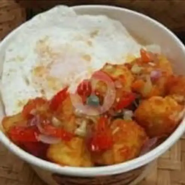 Nasi Ayam Saus Tomat Sambal, Telur Dadar / Ceplok | Kopi Tiam Aling 35, Penjaringan