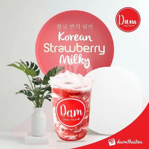 Korean Strawberry Milky REGULER | Dam Thai Tea, Nusa Kambangan