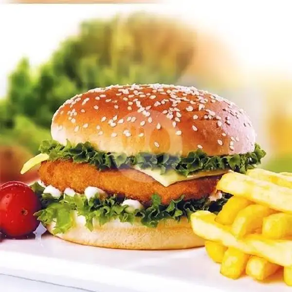 Chicken Burger Crispy + Keju | Mie mamakae