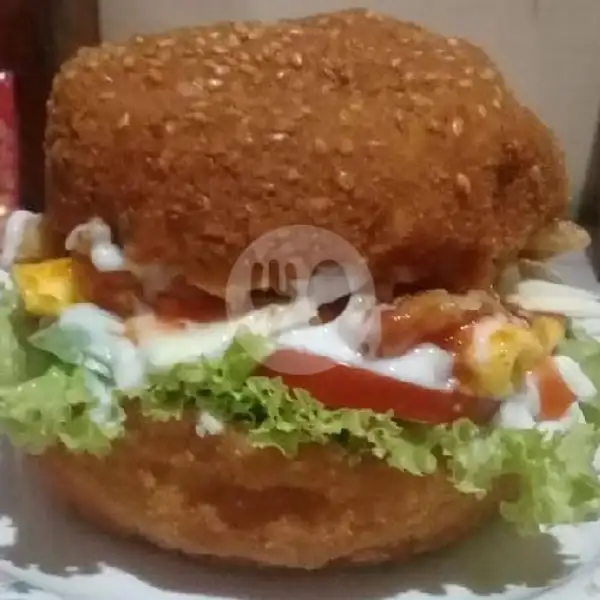 Burger Goreng Telor Keju | Burger Goreng Snoopey & Pastry, Kramat Kwitang Kecil