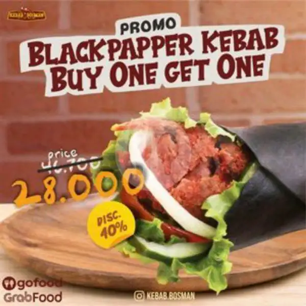 Blackpapper Kebab Buy One Get One + 2 ice milo | Kebab Bosman, Gembong