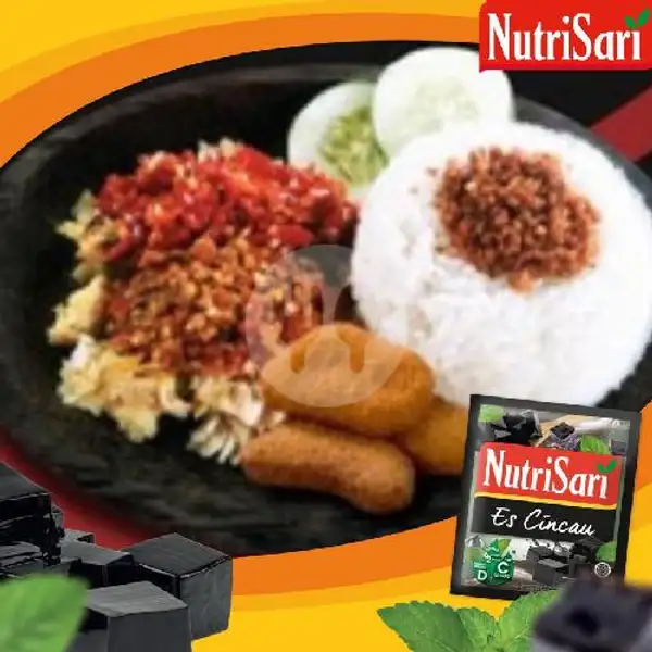 Nasi Ayam Geprek Nugget + Nutrisari Es Cincau | Ayam Geprek Refa, Jl. Gubeng Klingsingan 2/26