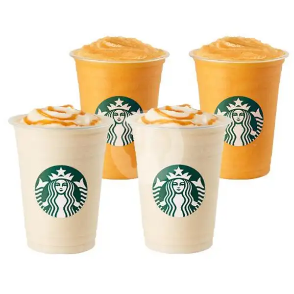 2 Mango Passion Frappuccino + 2 Caramel Cream Frappuccino | Starbucks, Manyar Kertoarjo