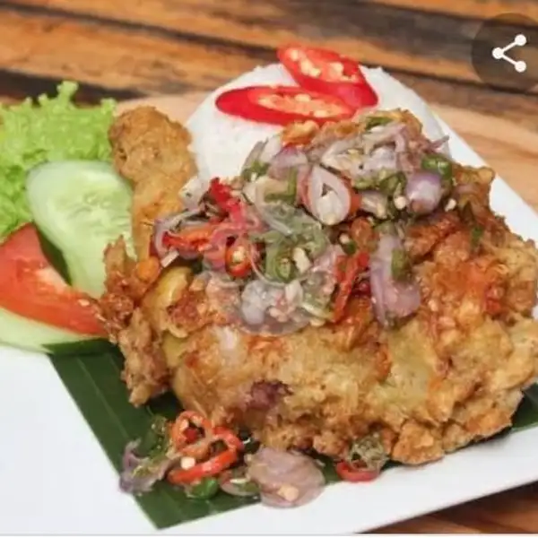 Ayam Geprek Sambal Mattah + Nasi | Dua Dara Restaurant