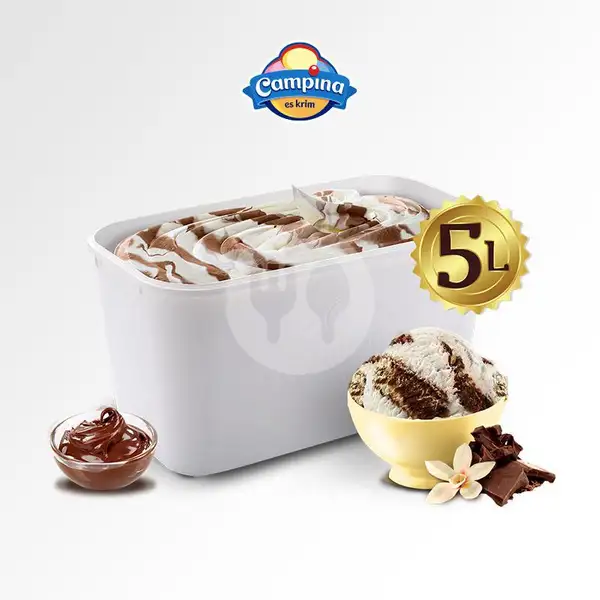 5 Liter Chocolate Fudge (Maks. 1 item per transaksi) | Ice Cream Campina, Denspasar