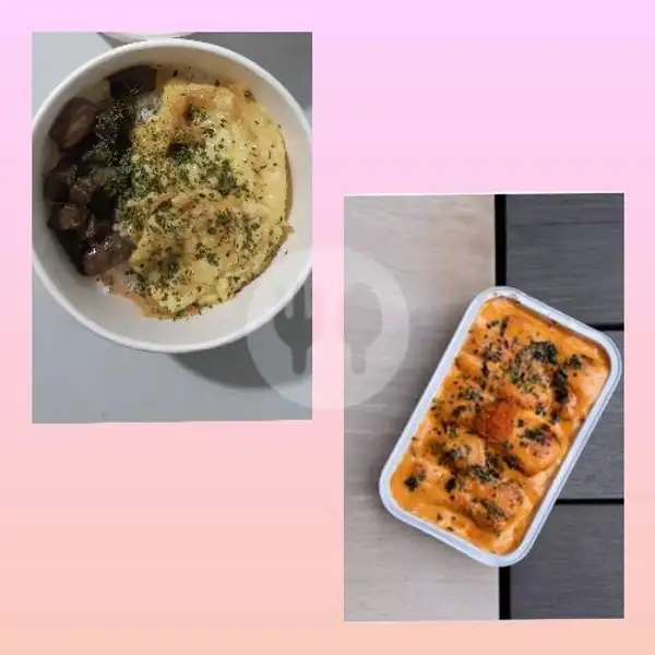 Salmon Kani Mentai+Rice Bowl Wagyu Saus Jamur | Nasa Mentai