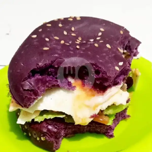 Purple Burger Big Beef Barbeque + Cheese | Angkringan Zaid