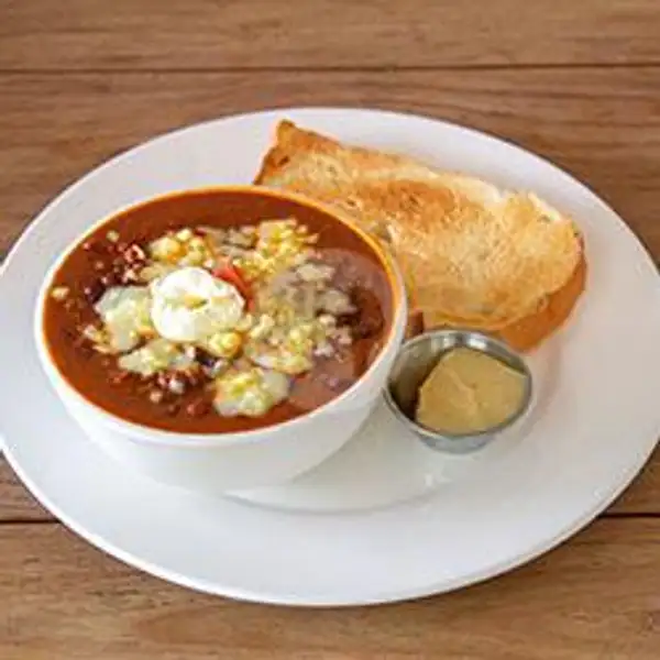 Southern Style Chili and Warm Homemade Bread (Cup) | Anchor Cafe & Roastery, Dermaga Sukajadi