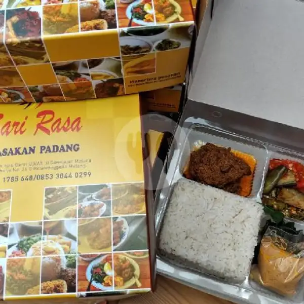 Nasi Kotak Rendang Daging | Nasi Padang Sari Rasa (Spesial Ayam Pop & Rendang Daging), Sawojajar