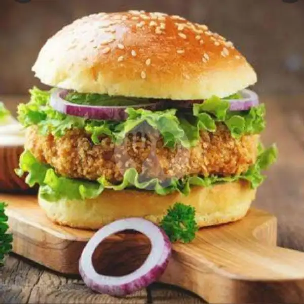 Chiken Burger Single | Ayam Geprek Bejeg