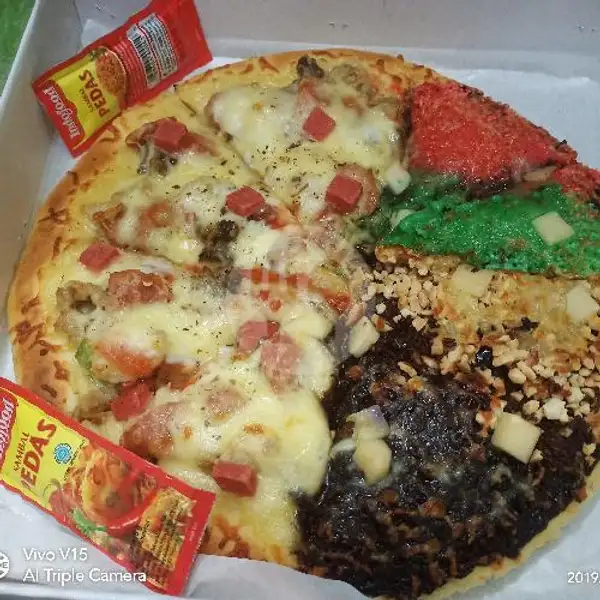 Pizza Mix Kombinasi Manies + Daging Large | Pizza Indi, Temu Putih