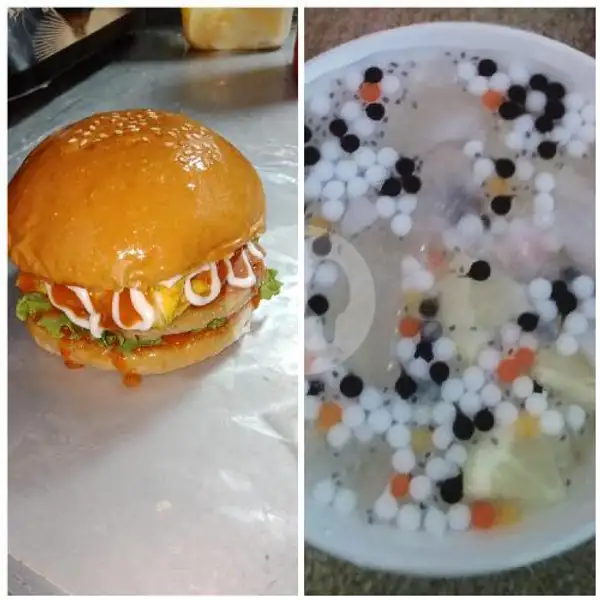 Paket Burger Biasa + Es Lemon Bubble | Warung Anggita, Kelapa