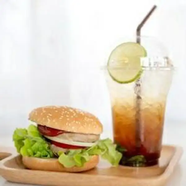 Burger + Es Teh | Dapur Rira (Ayam Geprek, Paru Rica & Salad Buah), Tamalanrea