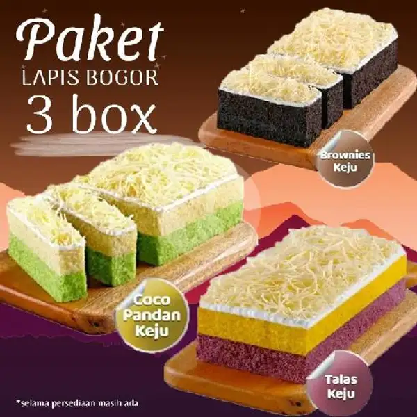 3 Box Lapis Bogor | Lapis Talas Dan Bolu Susu, Caman Raya