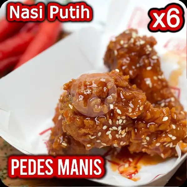 Pedes Manis x6 + Nasi Putih | Wings Street Kukusan ala Chef Rama