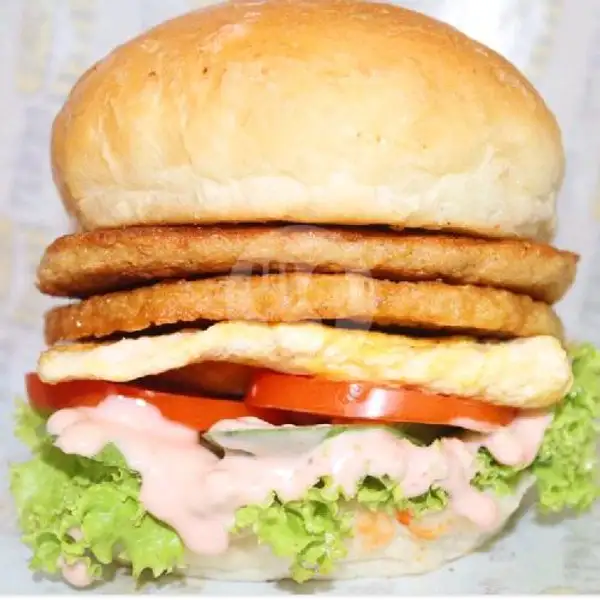 Burger Ayam Double + Keju Lokal | May Burger Batam (Ramly Tiban), Bank Mandiri Tiban