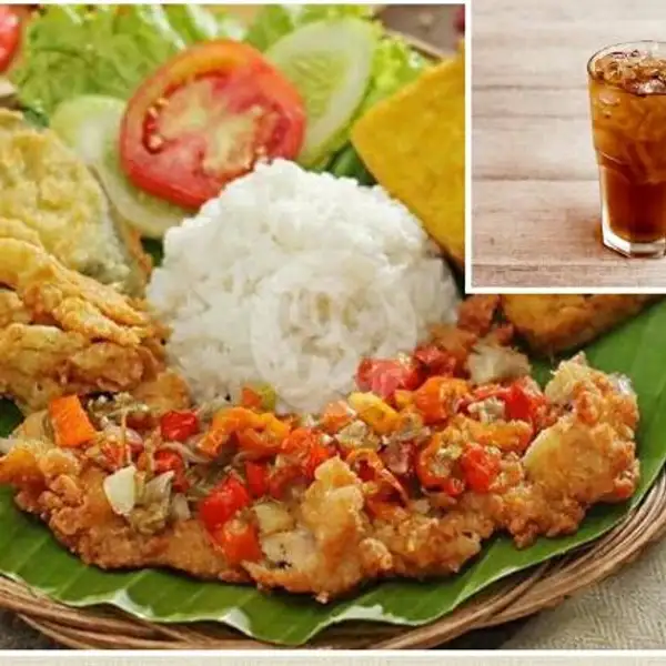 Ayam Geprek Sambal Kecombrang + Nasi + Teh Manis Dingin | Ayam Penyet Amora Jl.pintu Air 2