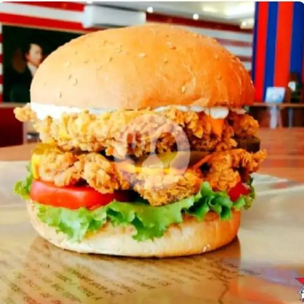 Burger Double Daging Ayam | KEDAI PAK UDIN