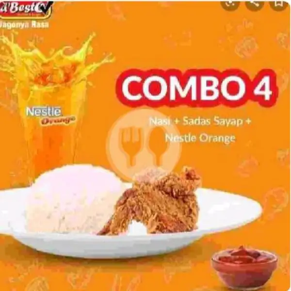 Combo 4 (nasi+sayap+nestle Orange/lemontea +saus Sadas) | DBESTO CITAYEM, Depan GMA Busana