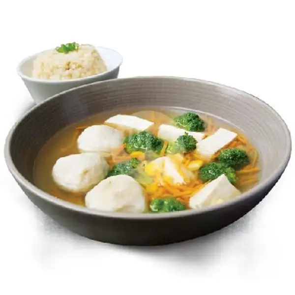 Comfort Fishball Soup With Organic Brown Rice | Greens and Beans Resto, Bahureksa