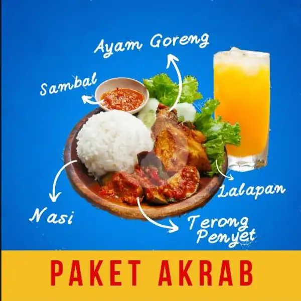 Paket AKRAB Ayam Goreng (pot. 8)+ Terong Penyet + Nasi + Es Jeruk | Nasi Kepal, Depok