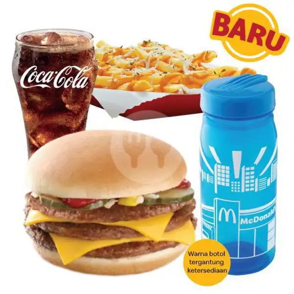 Tripple Burger with Cheese McFlavor Set + Colorful Bottle | McDonald's, Kartini Cirebon