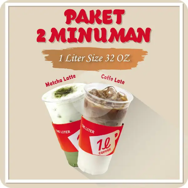 1 Coffee Latte Ice + 1 Matcha Latte Ice | The Liter, Summarecon Bekasi