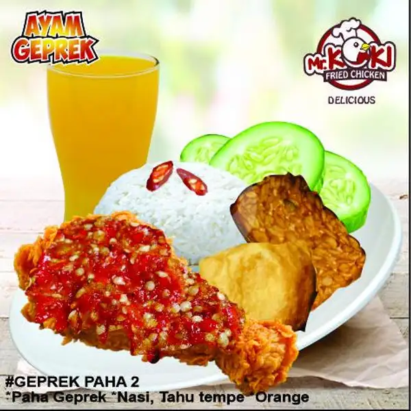 Geprek Paha 2 ( Pilih Sambal Matah Atau Original ) | Mr Koki Fried Chicken, Bukit Kecil