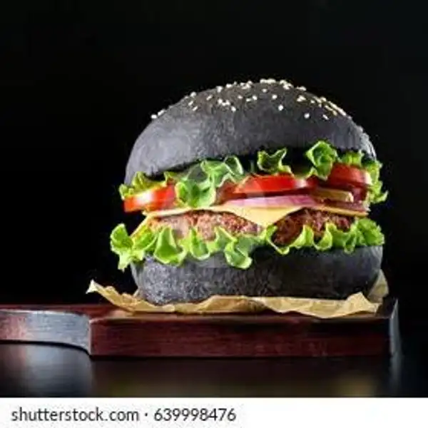 Black Burger +Daging Sapi+ Sayuran | Hotdog Mozarela Kita, Tampan