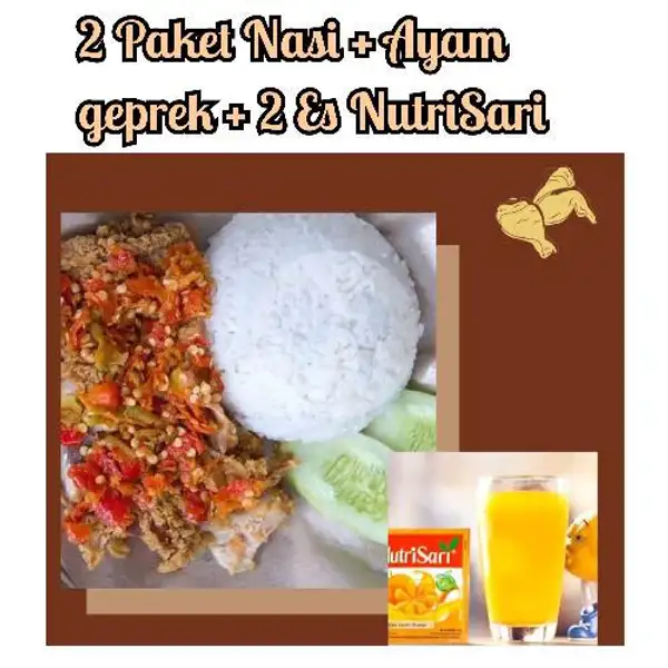 2 Paket Nasi + Ayam Geprek + 2 Es Nutrisari | Ayam Geprek Tiara