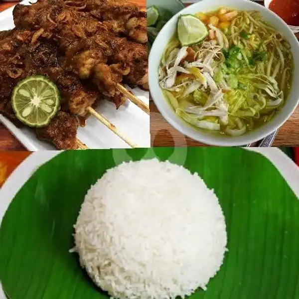 Paket Combo 1 ( Soto Ayam+Sate Ayam 10 tusuk + Nasi + Air Mineral) | Sate, Soto & Sop Iga Mpok Siti Madura, Slipi