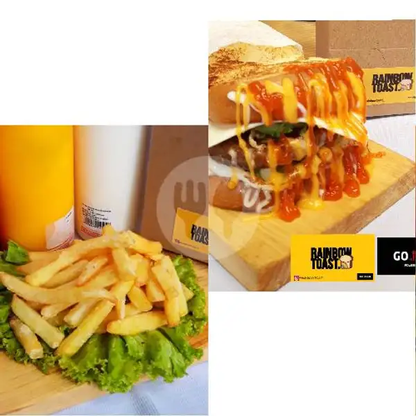 PAKET KENYANG POLL (Beef egg with chesee+French Fries) | Rainbow Toast, SetrasariMall