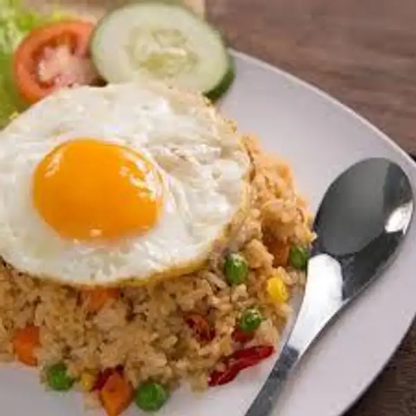 nasi goreng double telur | Rice Bowl Ayam Teriyaki Bibi Lung, Takoyaki, Indomie, Samoja Dalam