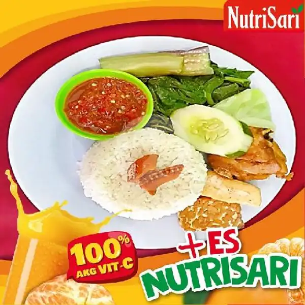 Paket hemat nastemay+ Es nutrisari | Nasi Tempong Lina, Denpasar