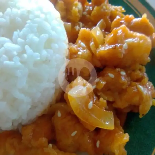 Chicken Karage Spicy Sauce + Nasi | Korean Delive