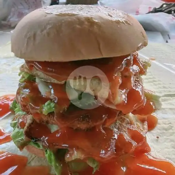 Burger Spesial Double Daging Sapi Telur Mata Sapi Plus Keju | Home Burger 