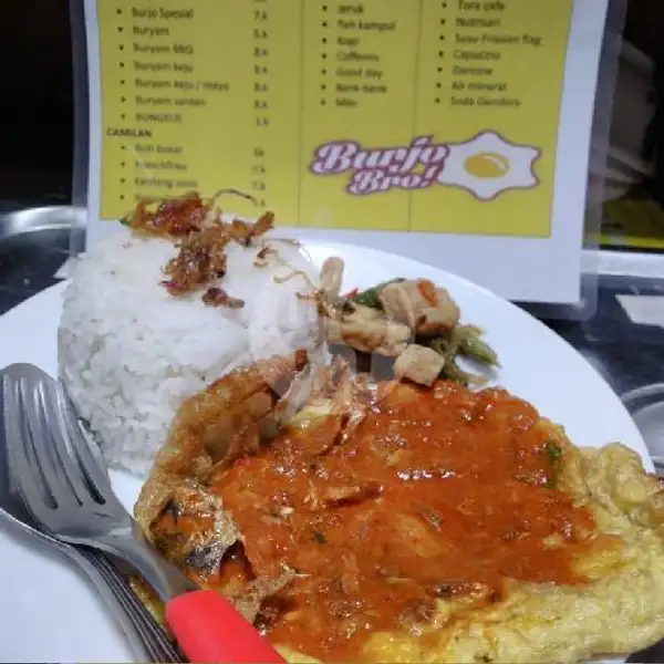 Nasi omelet sarden | X Burger & Burjo Bro, Manahan