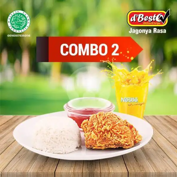 Combo2 (1 Dada/Paha Atas, 1 Nasi, 1 Orange/Lemon Tea) | D'BestO, Kampung Baru