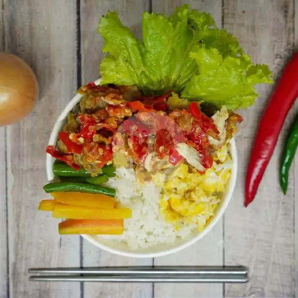 Rice Bowl Ayam Geprek Lv1 - Lv5 | Oemah Bowl Inara