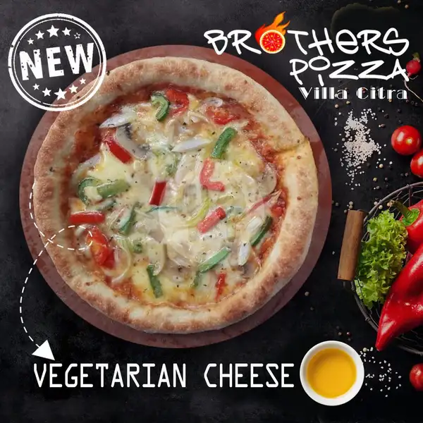 Vegetarian Cheese Pan / Tanpa Pinggiran (L) | Brother's Pizza, Antasari Lampung