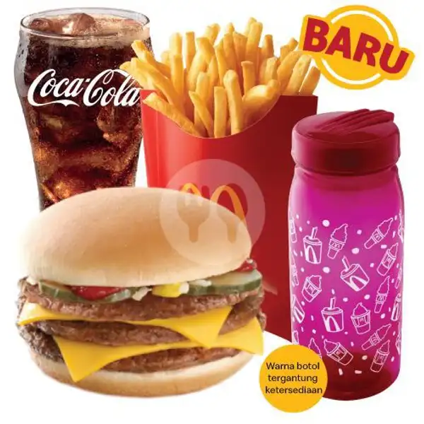 Paket Hemat Triple Burger with Cheese, Lrg + Colorful Bottle | McDonald's, Bumi Serpong Damai