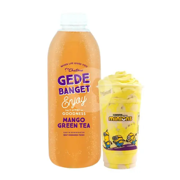 Mango Green Tea Gede Banget & Dalgonana Milk Tea (Reguler Size) | Chatime, BTC Fashion Mall
