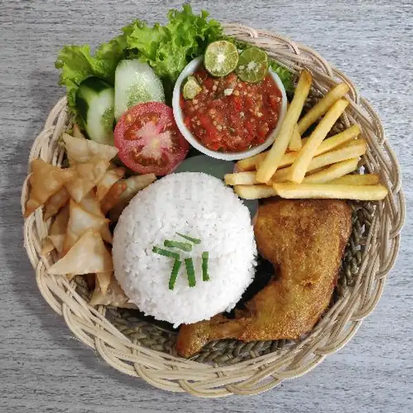 Lalapan Ayam+nasi+kentang Goreng | GEPREK BERDUA
